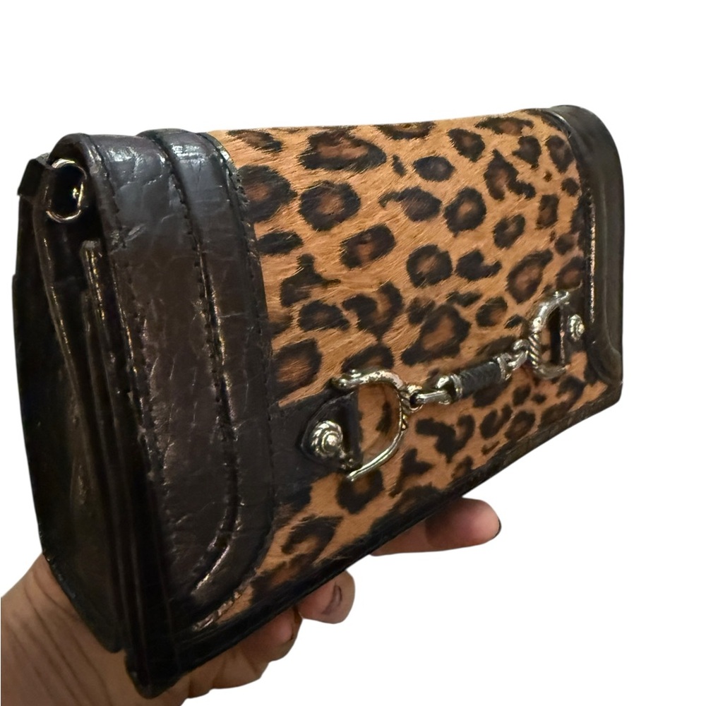 Vintage Brighton Animal Print Black Leather Tote Crossbody - Picture 5 of 16